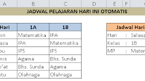 Cara Membuat Jadwal Pelajaran Per Kelas Dengan Menggunakan Rumus VLOOKUP 